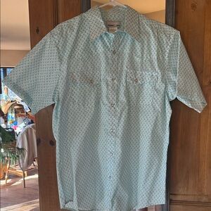 Wrangler Light Blue Patterned Short Sleeve Shirt
